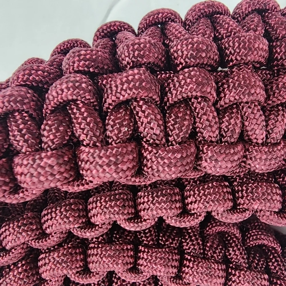 NWOT Braided Burgundy Belt Seatbelt Like Solid Brass Silver Buckle